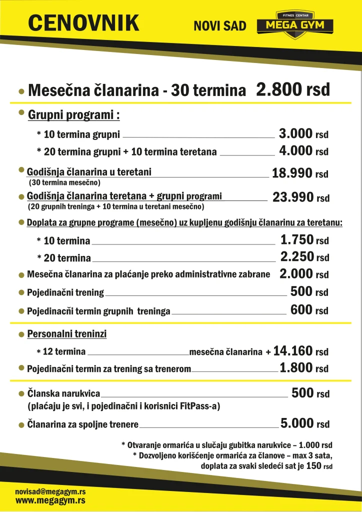 Teretana Novi Sad Najbolji fitnes u regionu Mega Gym